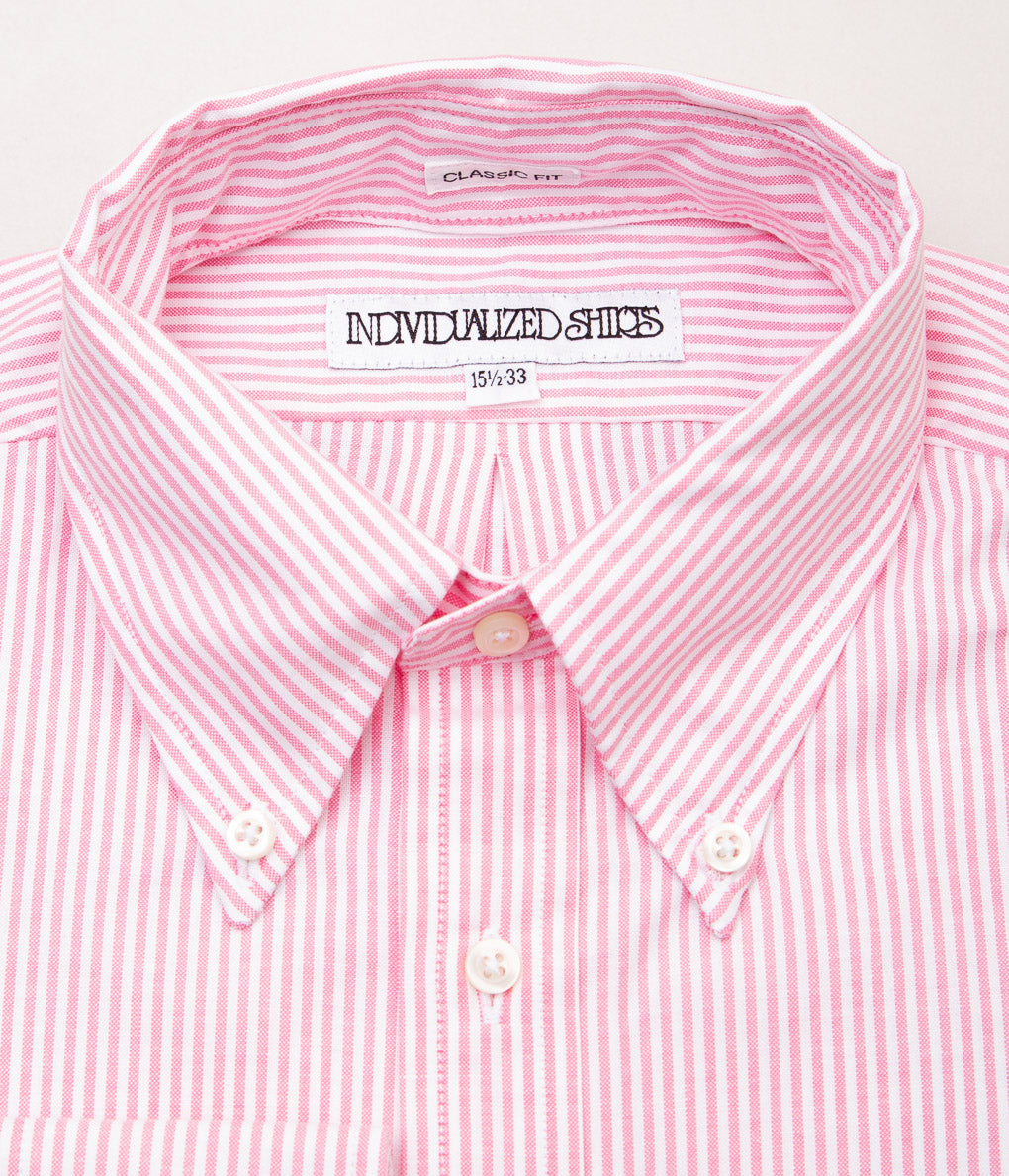 INDIVIDUALIZED SHIRTS "MILTON OXFORD CLASSIC FIT BUTTON DOWN SHIRT"(PINK STRIPE)