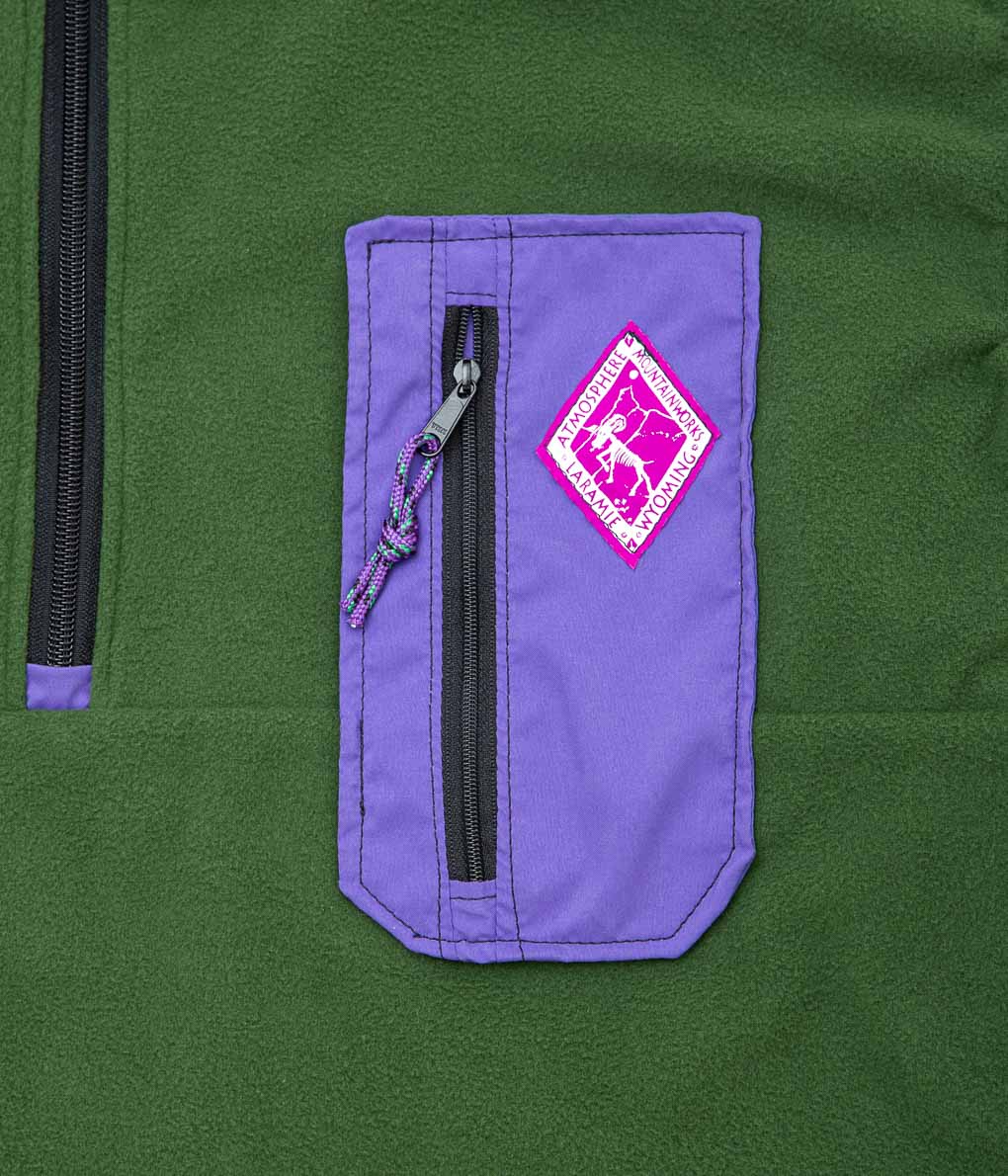 ATMOSPHERE MOUNTAINWORKS "FLEECE 1/4 ZIP PULLOVER"(GREEN×PURPLE)