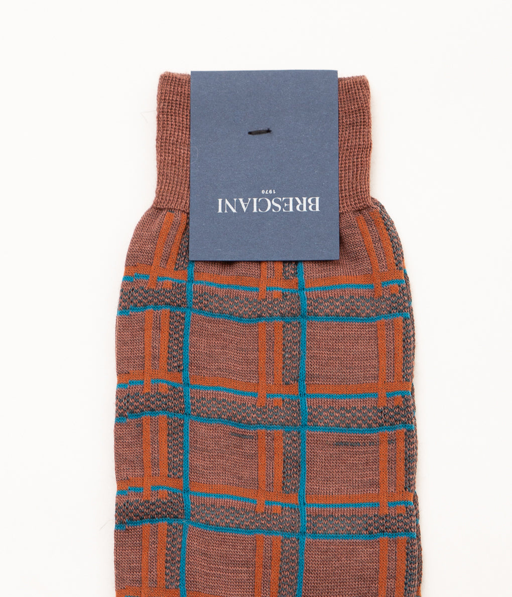 BRESCIANI "PLAID"(CAMEL x TURQUOISE)