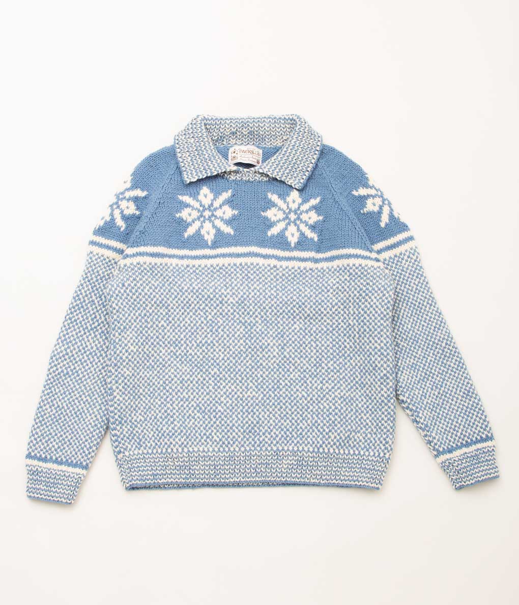 INVERALLAN "PULLOVER HAND KNIT WITH COLLAR (ARAN)" (SMOKE / NAT)