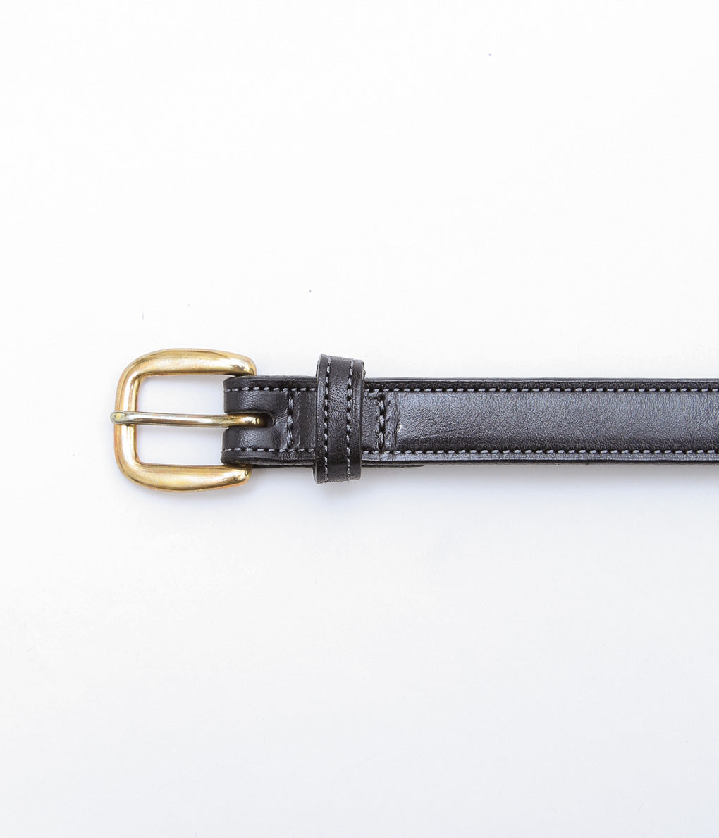 TORY LEATHER ''2376 3/4 BRIDLE LEATHER RAISED FANCY STITCHED BELT'' (BLACK/BRASS)