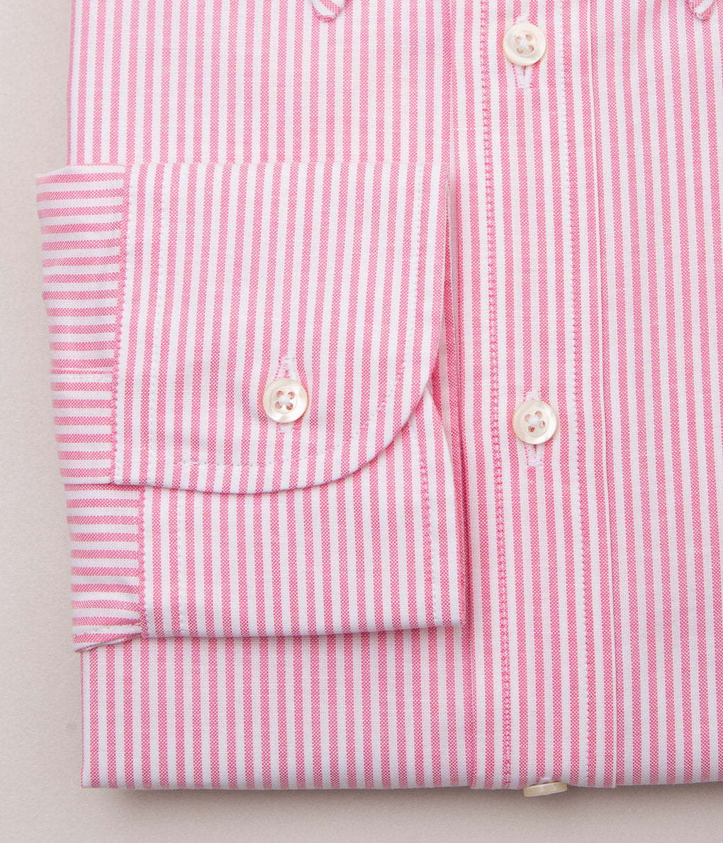 INDIVIDUALIZED SHIRTS "MILTON OXFORD CLASSIC FIT BUTTON DOWN SHIRT"(PINK STRIPE)