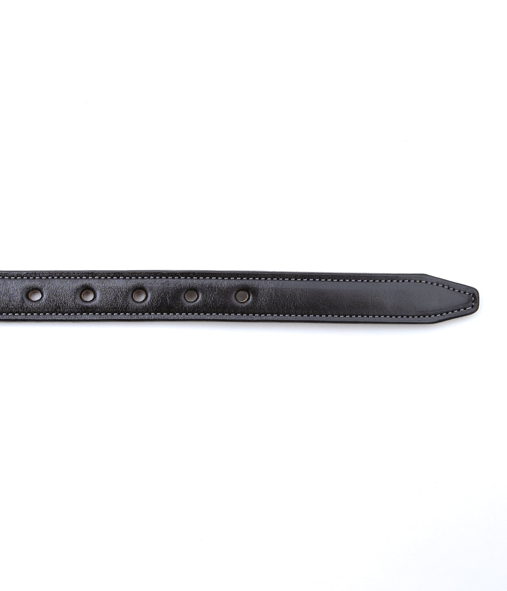 TORY LEATHER ''2376 3/4 BRIDLE LEATHER RAISED FANCY STITCHED BELT'' (BLACK/BRASS)