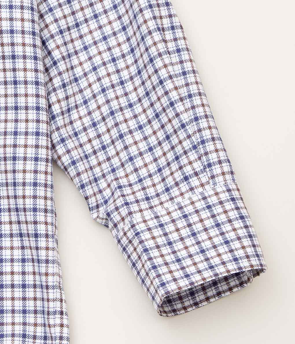 I AM DORK "BUTTON DOWN SHIRT"(WHITE×NAVY×BROWN CHECK)