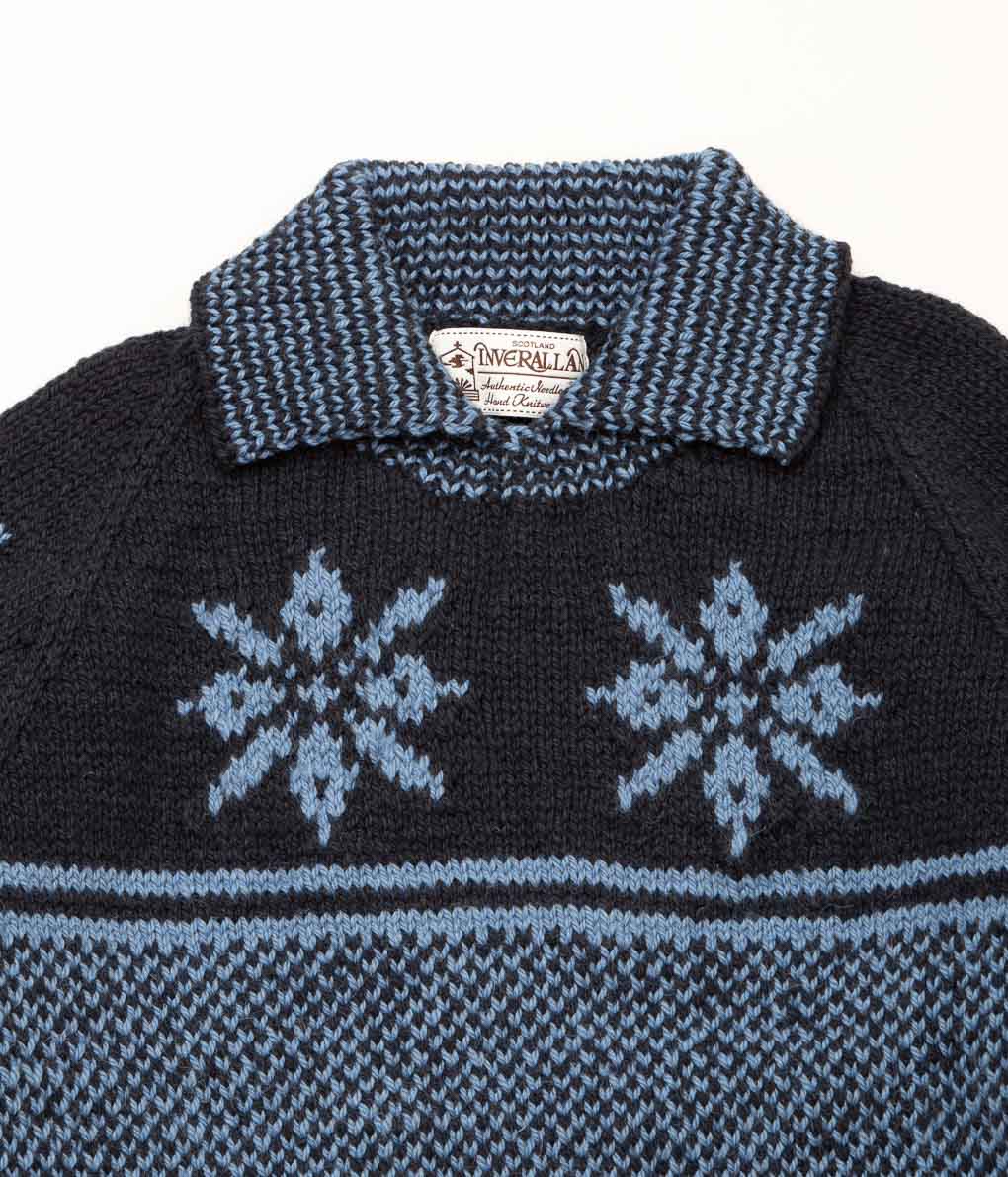 INVERALLAN "PULLOVER HAND KNIT WITH COLLAR (ARAN)" (CHARCOAL / SMOKE)