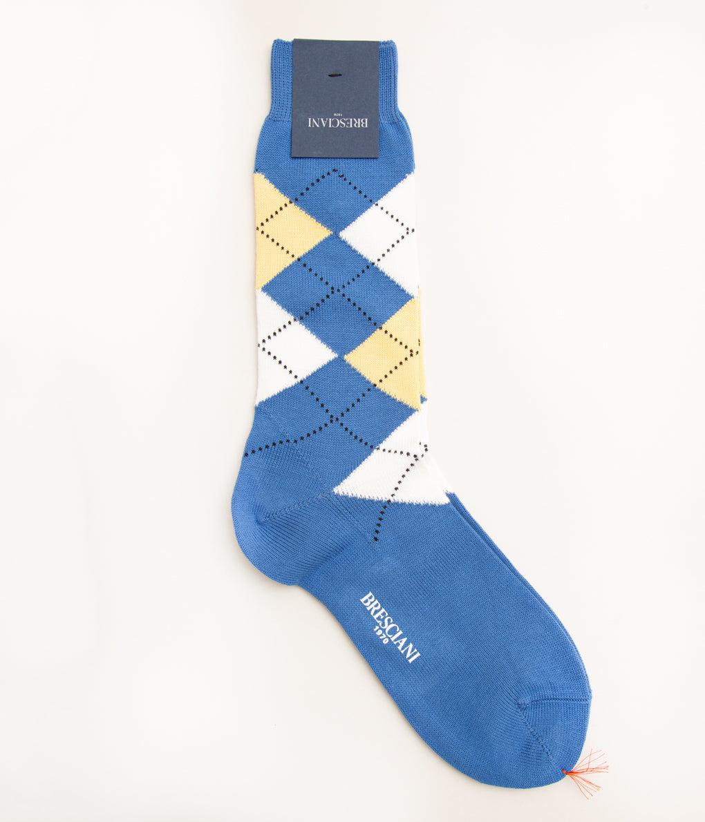 BRESCIANI "ARGYLE"(SKY BLUE×YELLOW×IVORY)