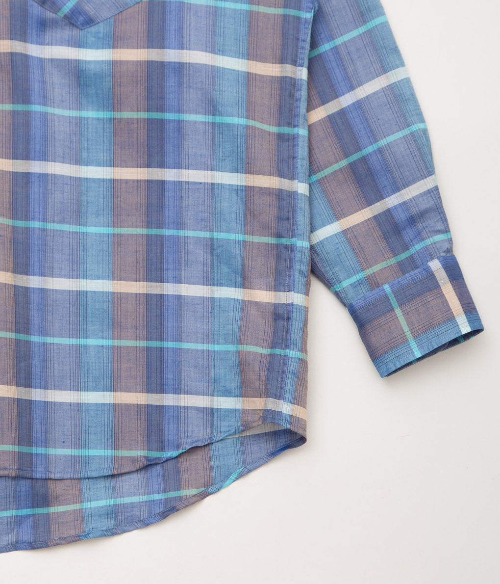 I AM DORK''BIG WORK SHIRT / DEADSTOCK COTTON LINEN''(BLUE CHECK)