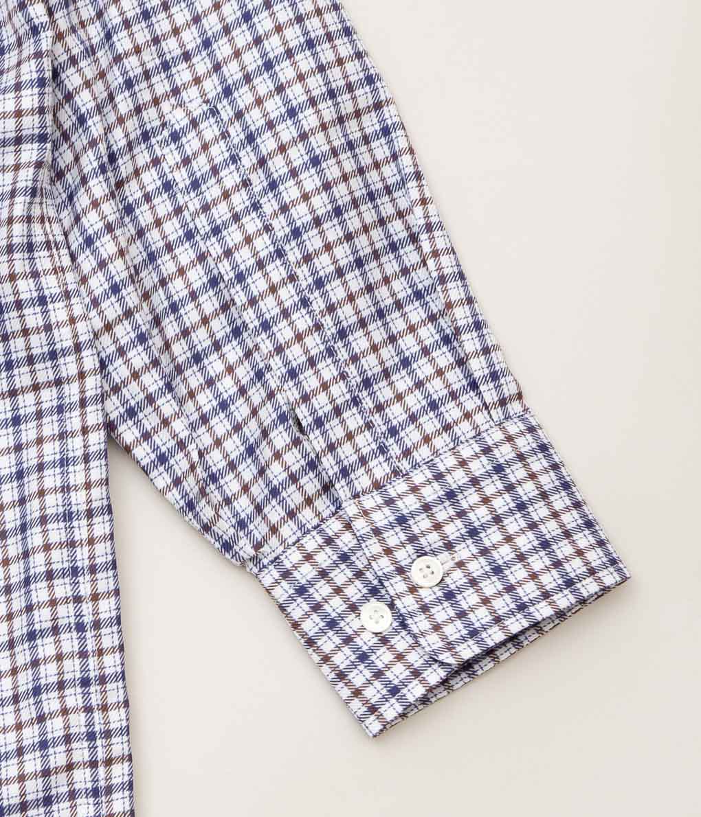 I AM DORK "BUTTON DOWN SHIRT"(WHITE×NAVY×BROWN CHECK)