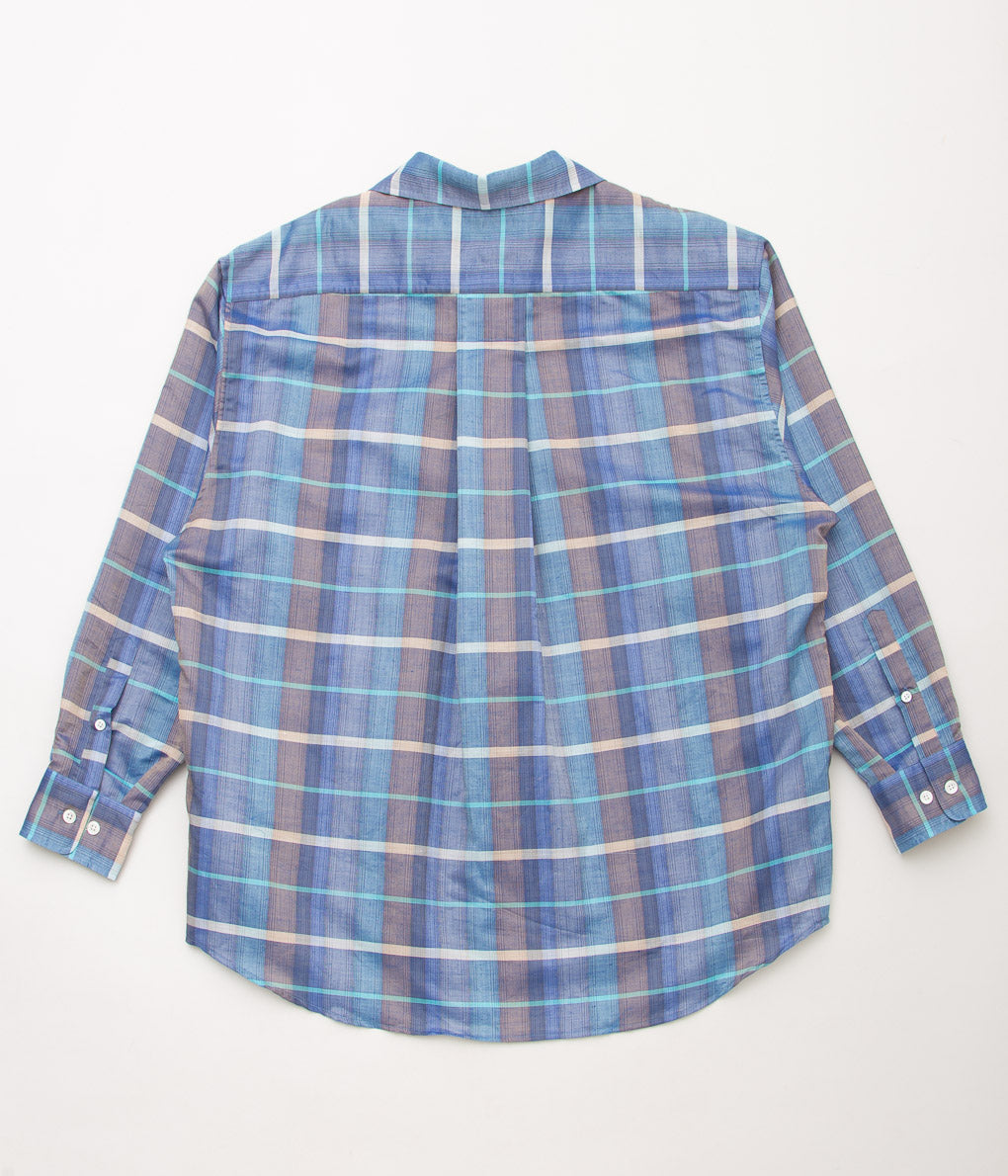 I AM DORK''BIG WORK SHIRT / DEADSTOCK COTTON LINEN''(BLUE CHECK)