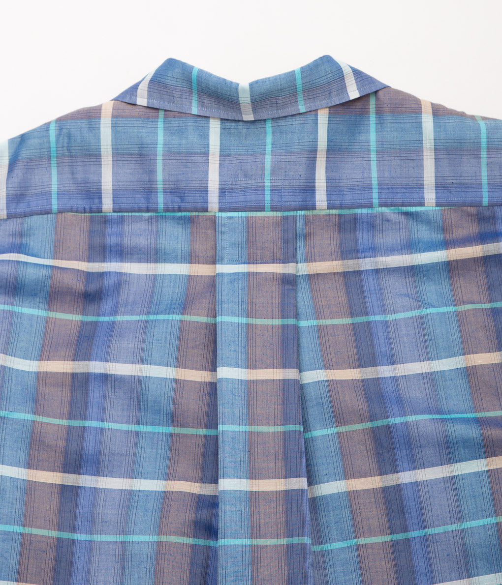I AM DORK''BIG WORK SHIRT / DEADSTOCK COTTON LINEN''(BLUE CHECK)