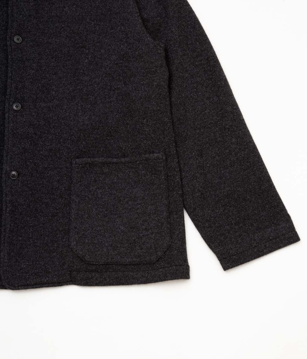 COMOLI "カシミヤ スタンドカラーニットジャケット"(CHARCOAL)