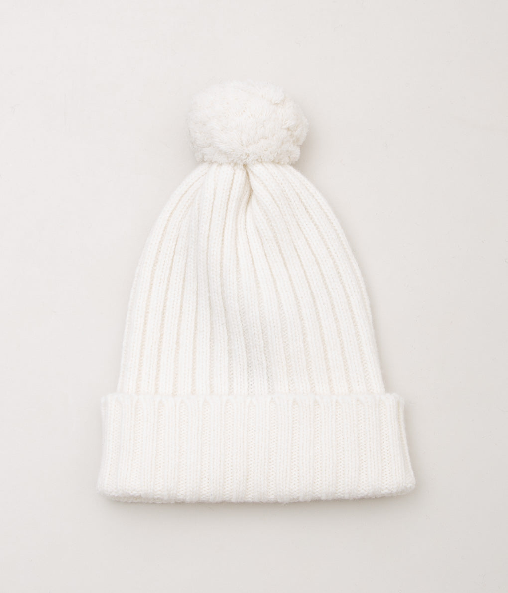 CORGI"2×2 RIB POMPOM HAT" (ICE WHITE)