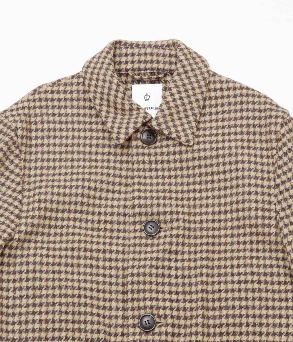 OLDMAN'S TAILOR ''SOUTEN COLLAR COAT'' (HOUNDS TOOTH BROWN)