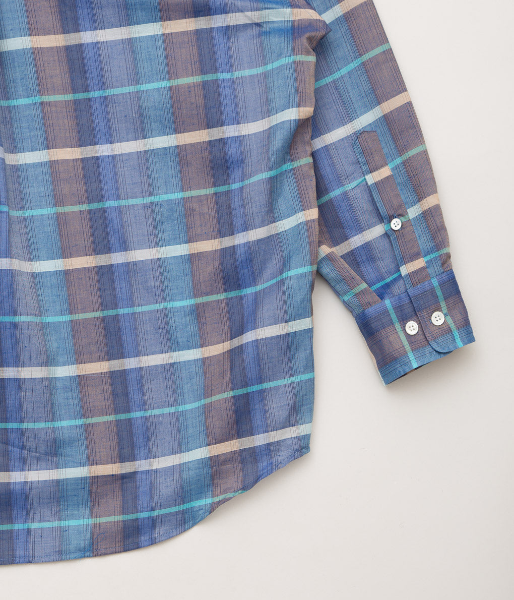 I AM DORK''BIG WORK SHIRT / DEADSTOCK COTTON LINEN''(BLUE CHECK)