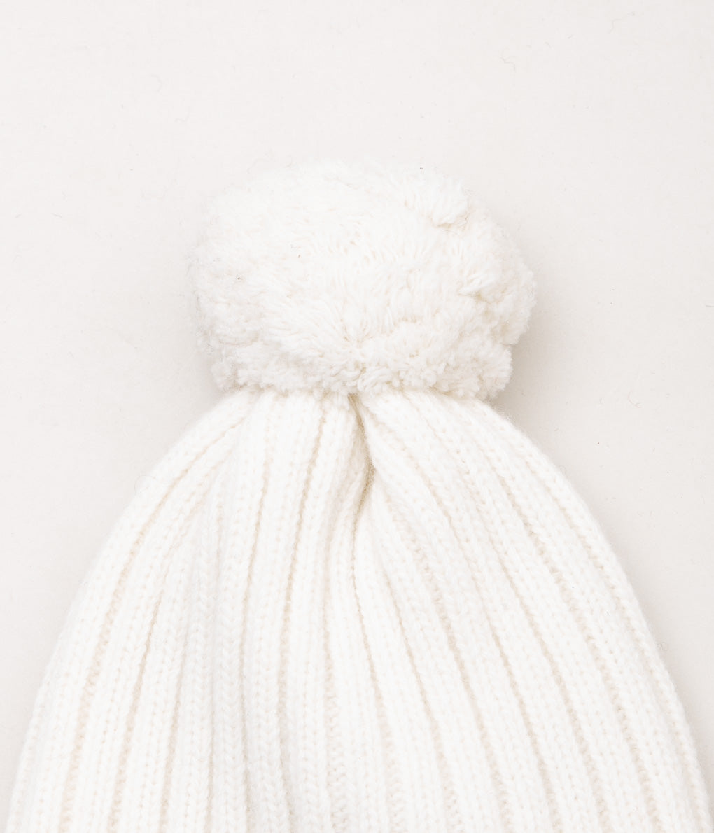 CORGI"2×2 RIB POMPOM HAT" (ICE WHITE)