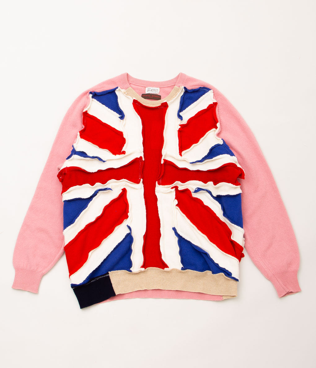 SHINYA NOMOTO"HANDMADE PATCHWORK UNION JACK CASHMERE SWEATER"(PINK)