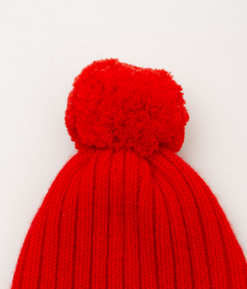 CORGI"2×2 RIB POMPOM HAT" (POPPY)