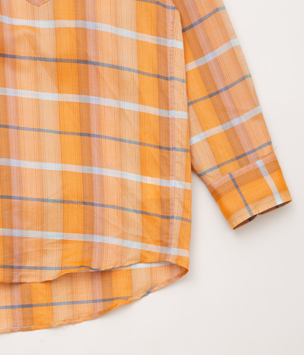 I AM DORK''BIG WORK SHIRT / DEADSTOCK COTTON LINEN''(ORANGE CHECK)