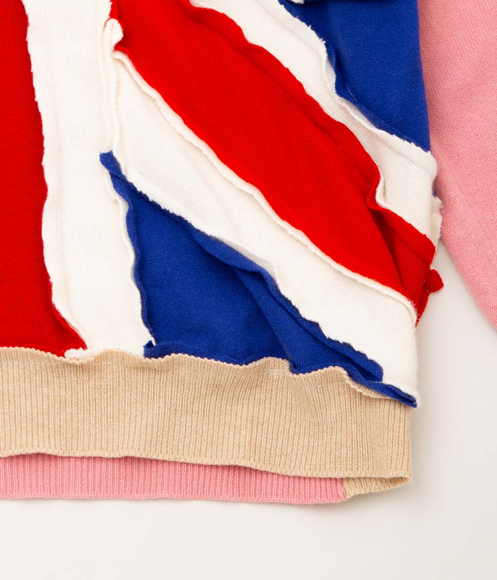 SHINYA NOMOTO"HANDMADE PATCHWORK UNION JACK CASHMERE SWEATER"(PINK)