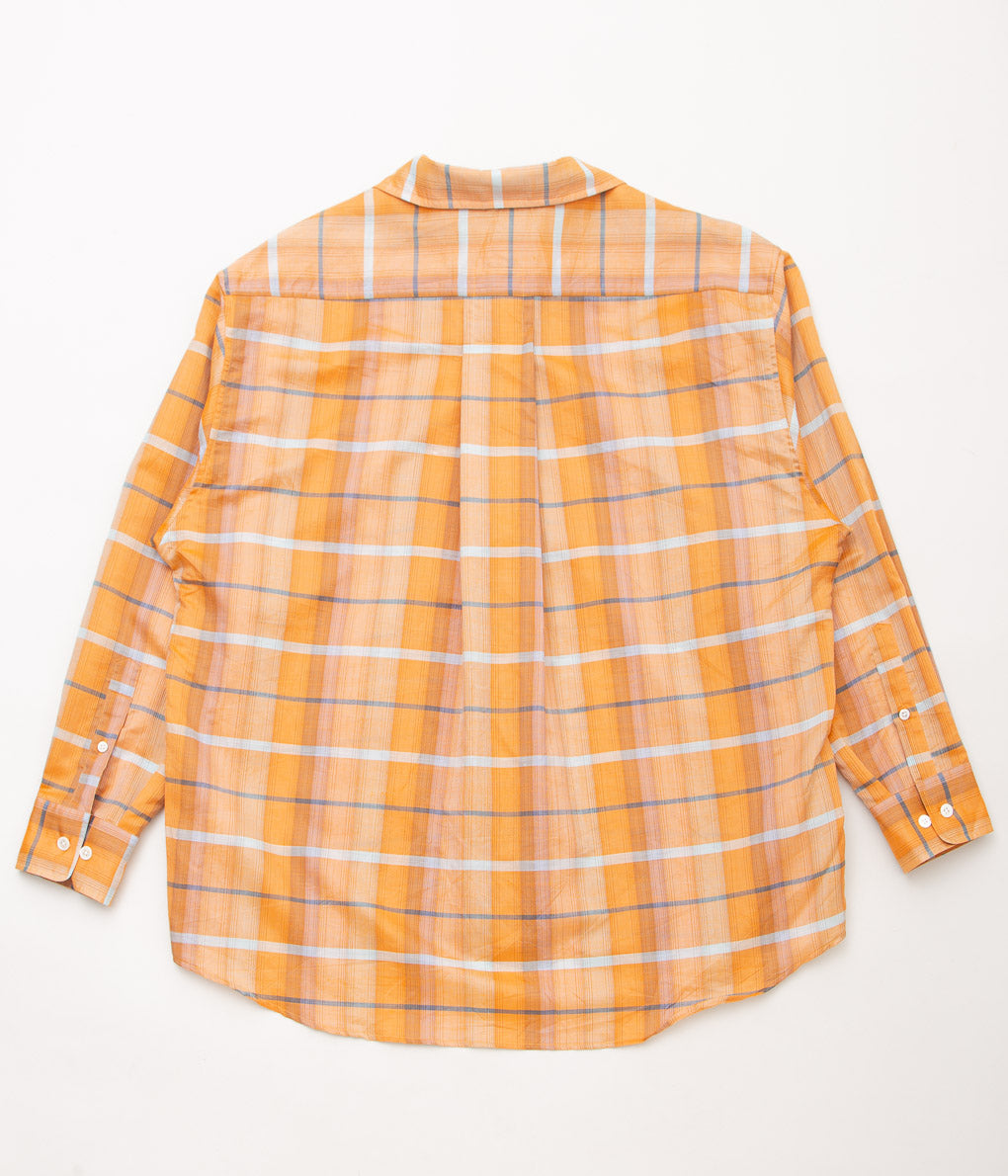 I AM DORK''BIG WORK SHIRT / DEADSTOCK COTTON LINEN''(ORANGE CHECK)