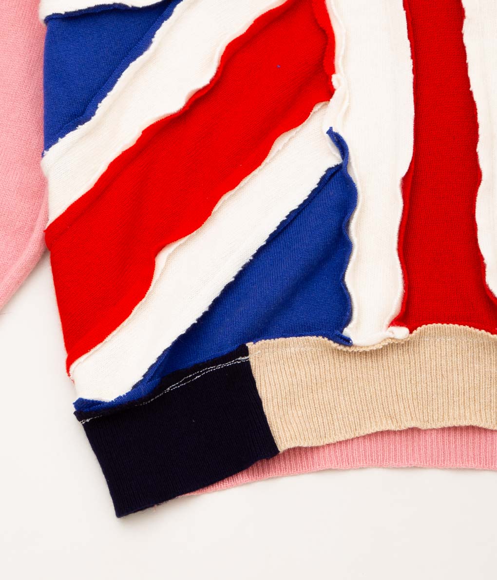 SHINYA NOMOTO"HANDMADE PATCHWORK UNION JACK CASHMERE SWEATER"(PINK)