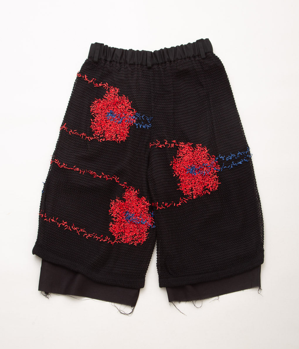 KOTA GUSHIKEN "FLOATING FLOWER WASHI SHORTS"(BLACK)