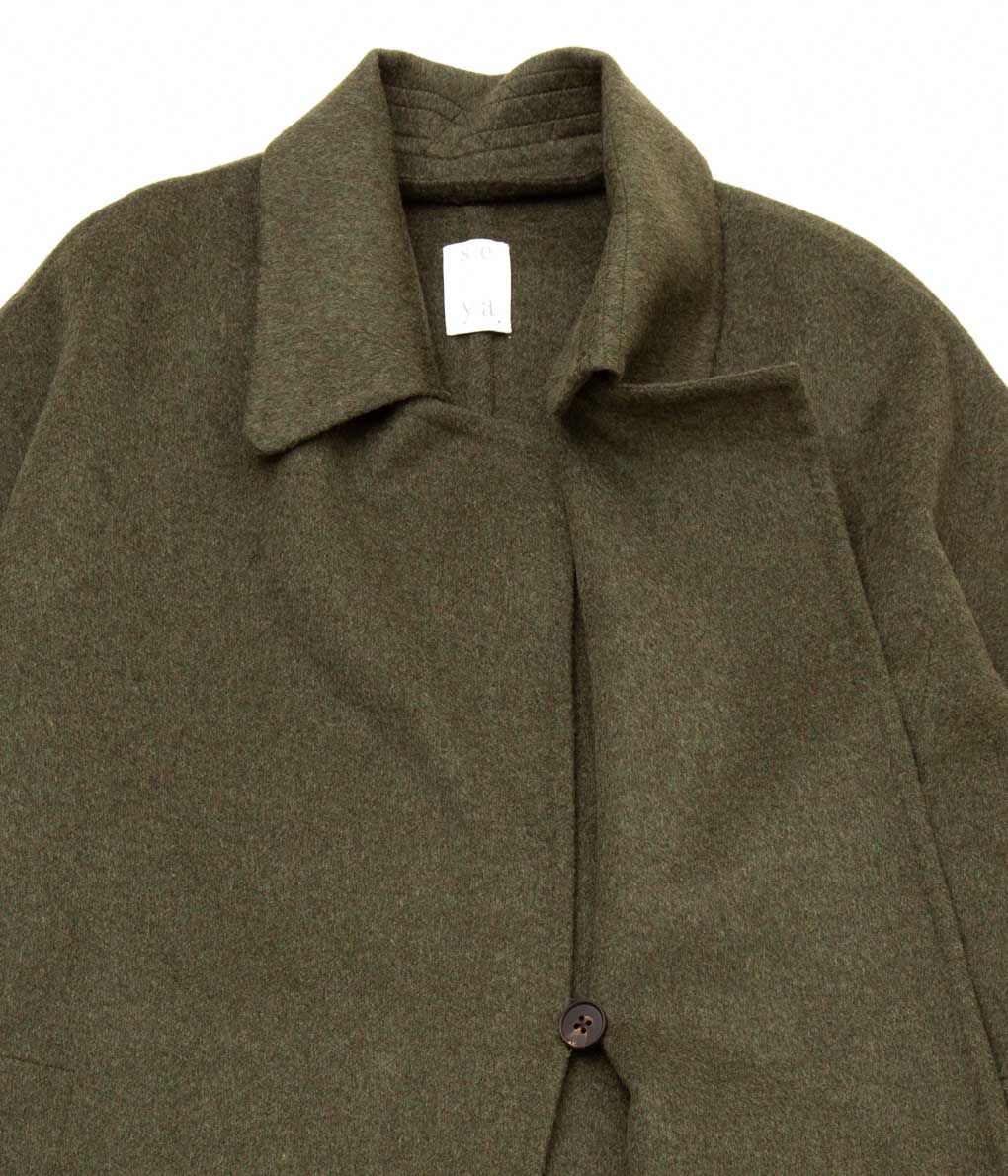 SEYA. "DOUBLE FACE FAROE COAT/SHADED CASHMERE WOOL"(MOSS)