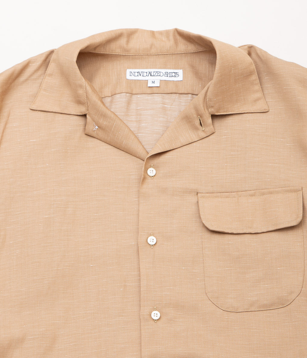 INDIVIDUALIZED SHIRTS×MAIDENS SHOP "SUPER 130's WOOL LINEN CAMP COLLAR SHIRT" (BEIGE)