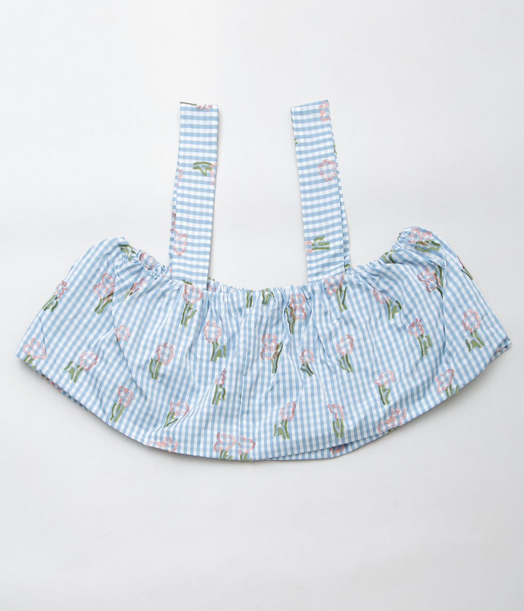 ELEPH ''ROMMEL TOP'' (BLUE CHECK FLOWER)