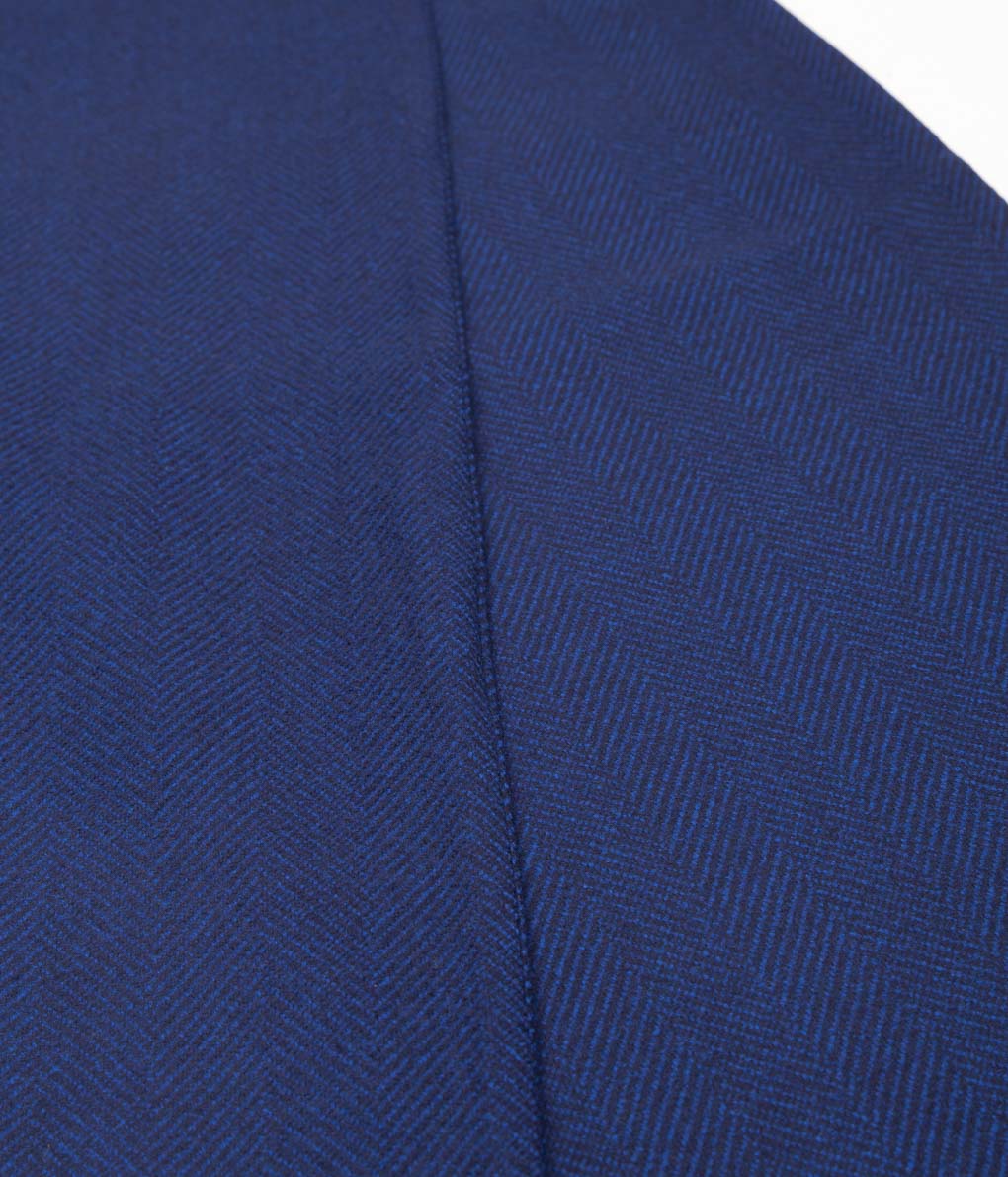 GABRIELA COLL GARMENTS ''NO.299 LORO PIANA DOUBLED WOOL SCARF'' (BLUE HERRINGBONE)