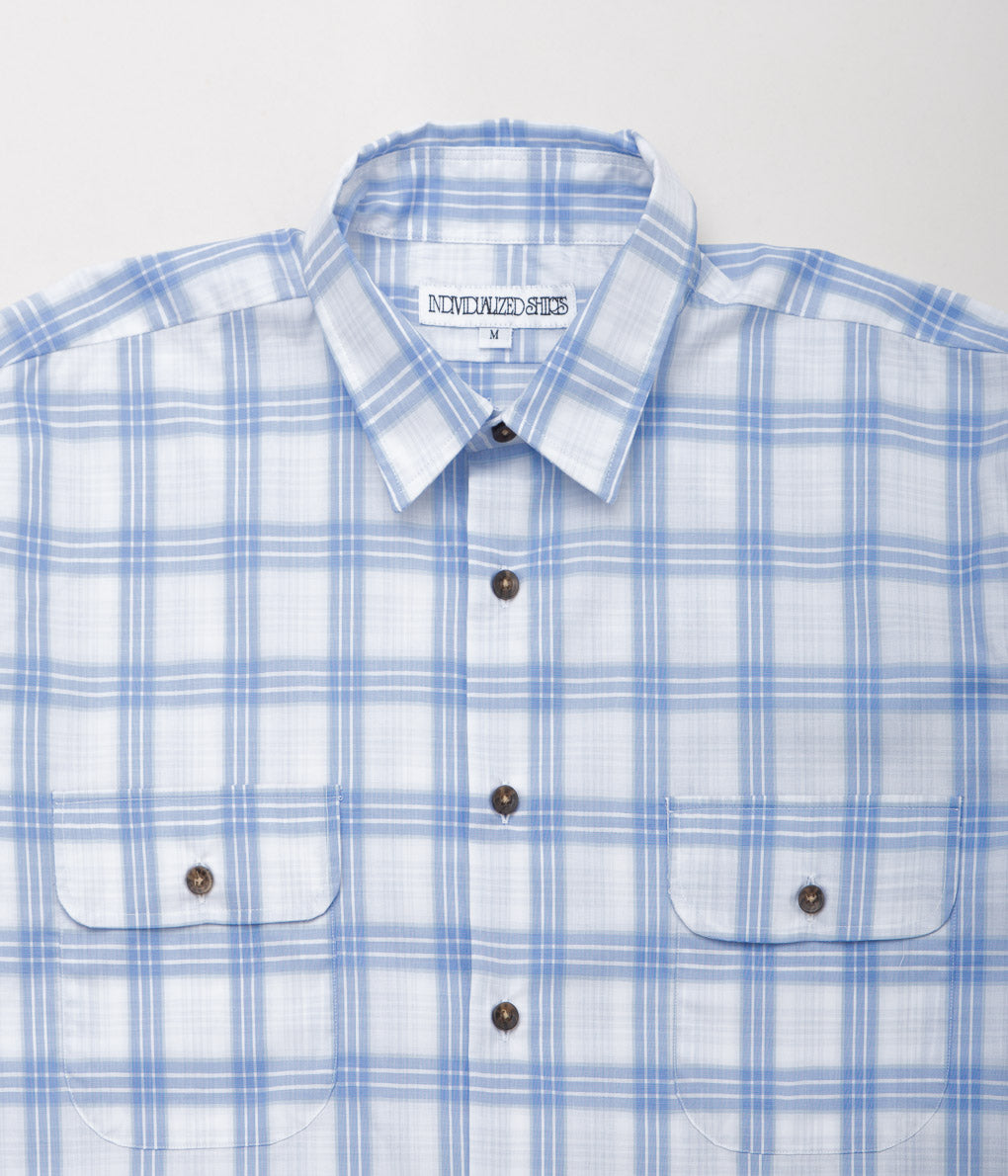 INDIVIDUALIZED SHIRTS×THE STORE BY MAIDENS "SLOB WORKERS SHIRTS"(BLUE CHECK)
