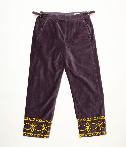 BODE "EMBROIDERED SCROLLWORK TROUSERS"(PURPLE GOLD)