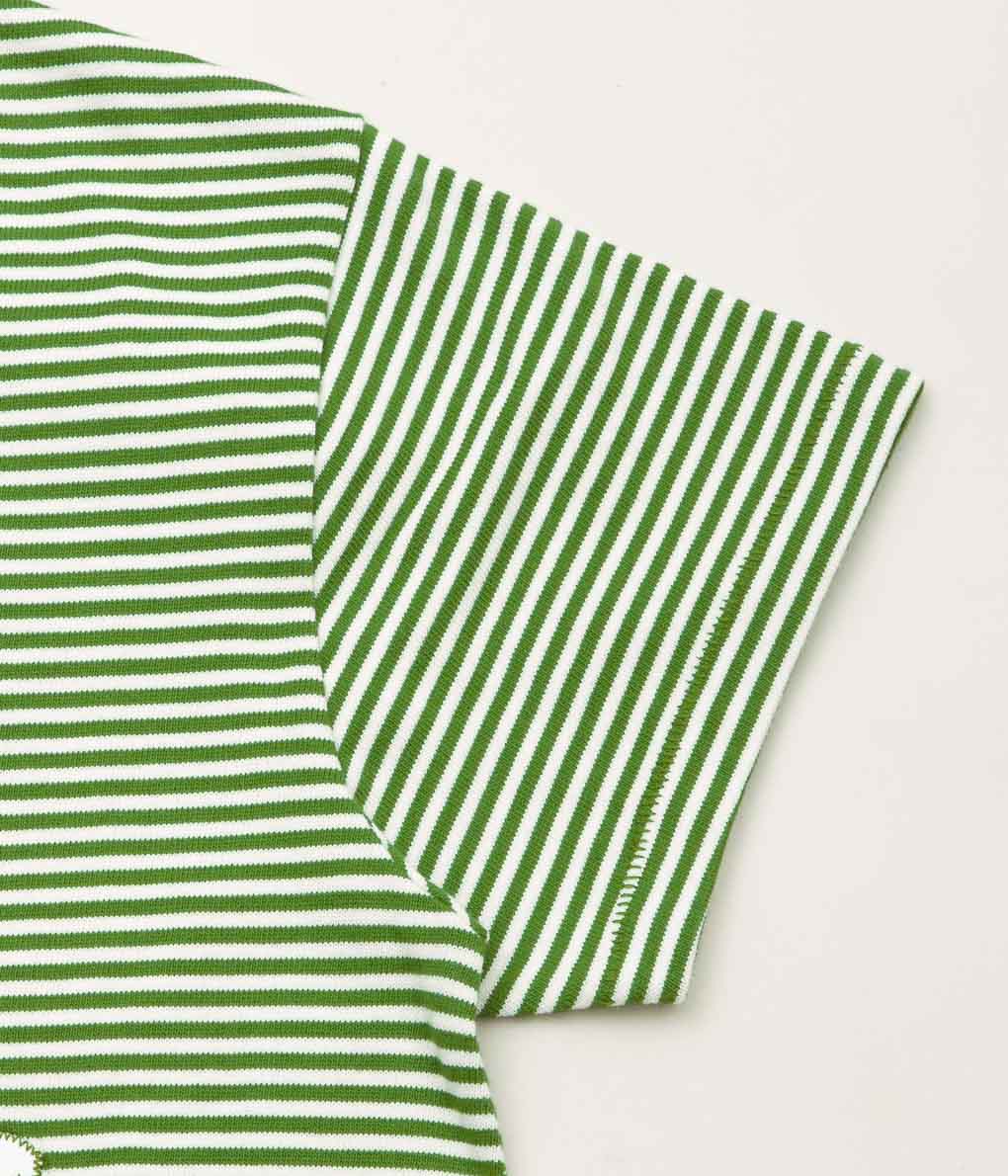 BODE ''TRURO STRIPE CROPPED TEE'' (GREEN CREAM)