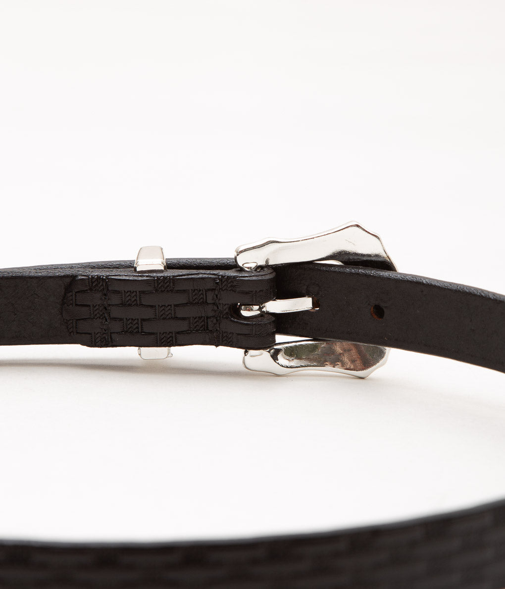 TORY LEATHER "【3098】3/4 WESTERN BELT BASKET WEAVE "(BLACK/NICKEL)
