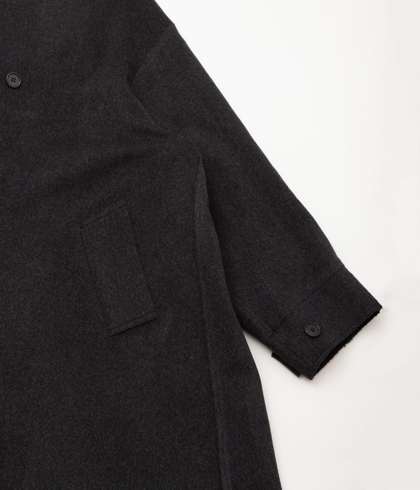 GABRIELA COLL GARMENTS ''NO.65 LORO PIANA HEAVY WOOL OVERSIZED COAT'' (BLACK MELANGE)