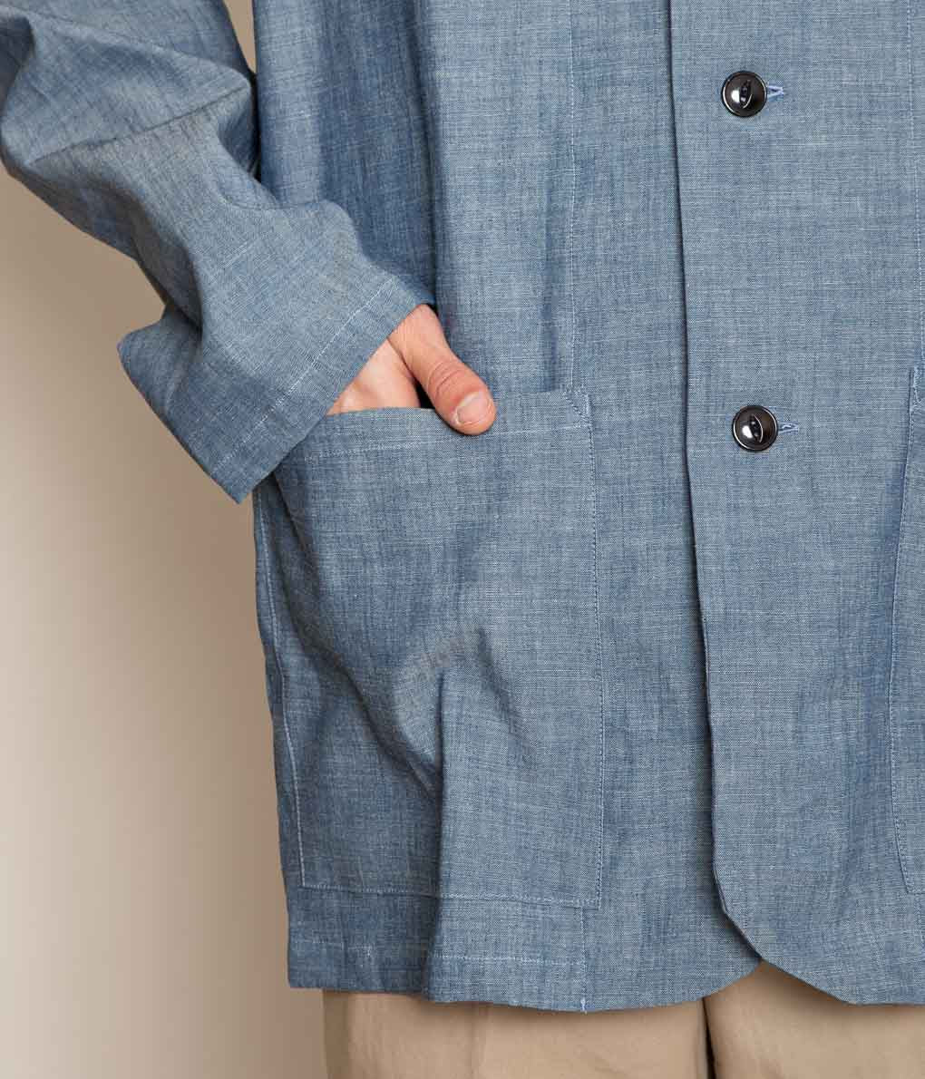 INDIVIDUALIZED SHIRTS "LOUNGER JACKET" (RIGID CHAMBRAY BLUE)