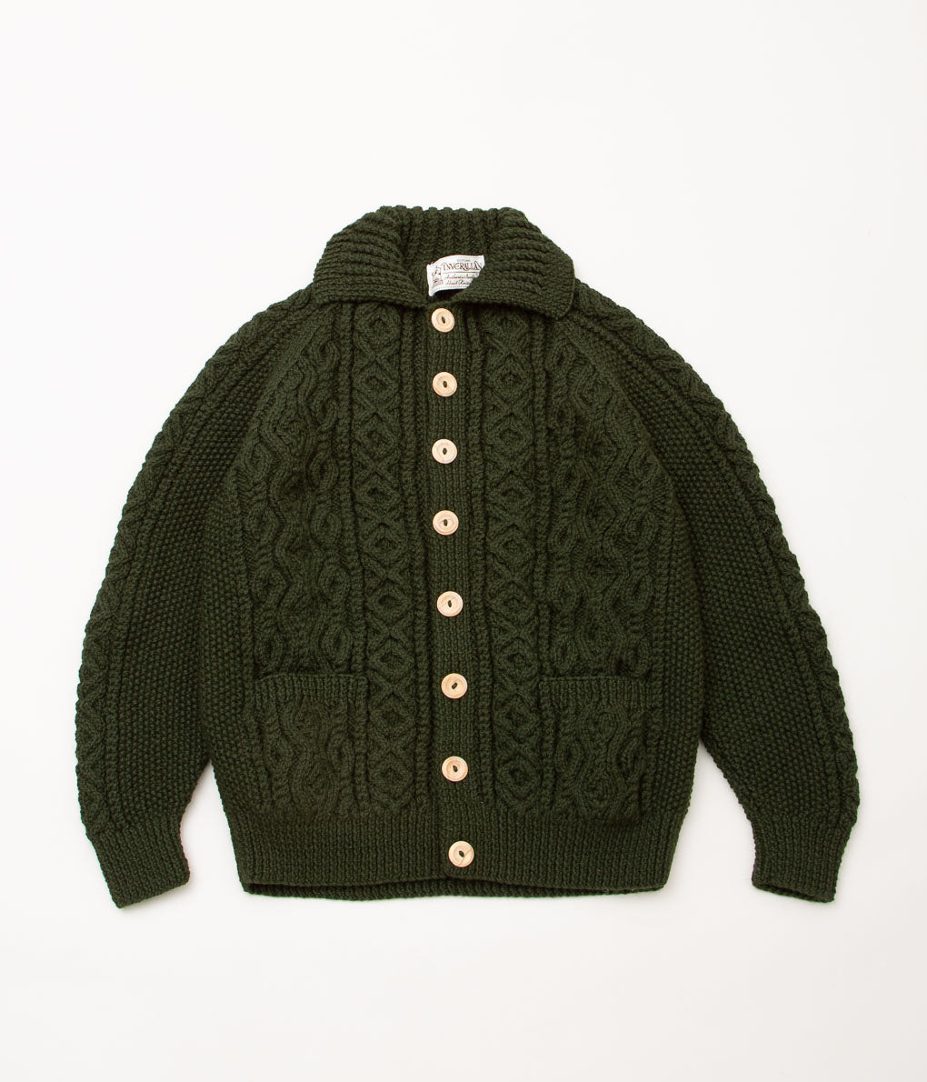 INVERALLAN "3A LUMBER CARDIGAN (ARAN)" (LODEN)