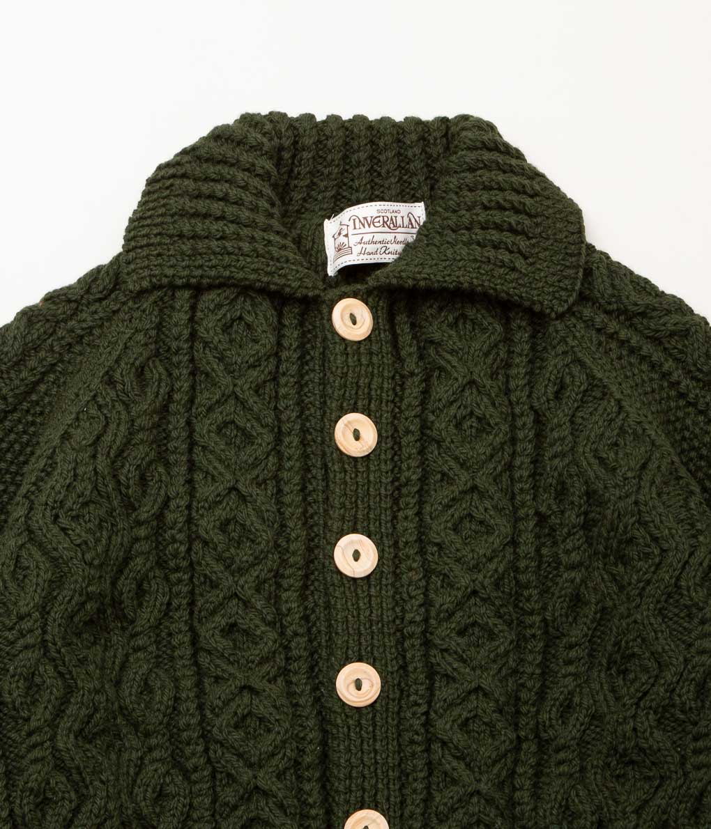 INVERALLAN "3A LUMBER CARDIGAN (ARAN)" (LODEN)