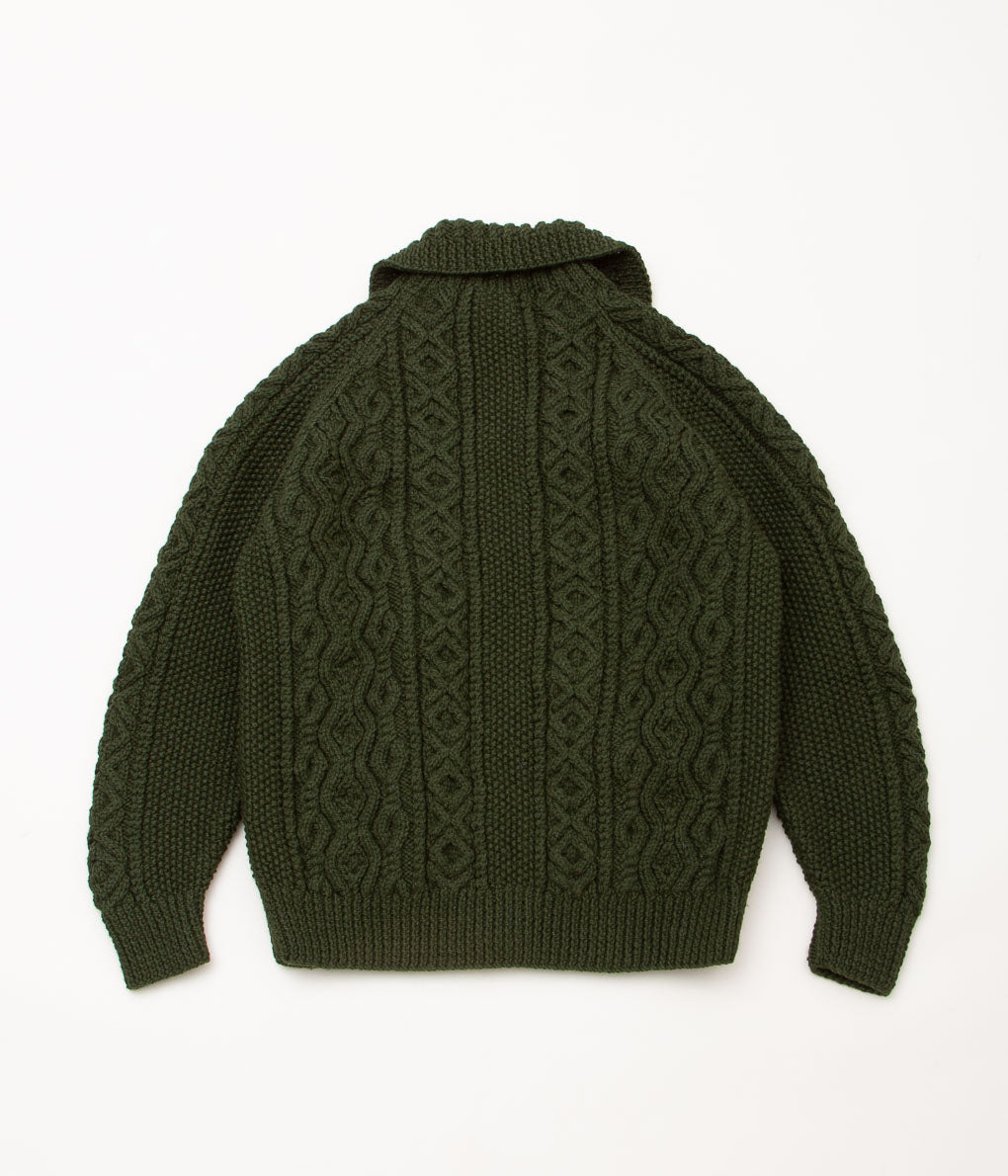 INVERALLAN "3A LUMBER CARDIGAN (ARAN)" (LODEN)