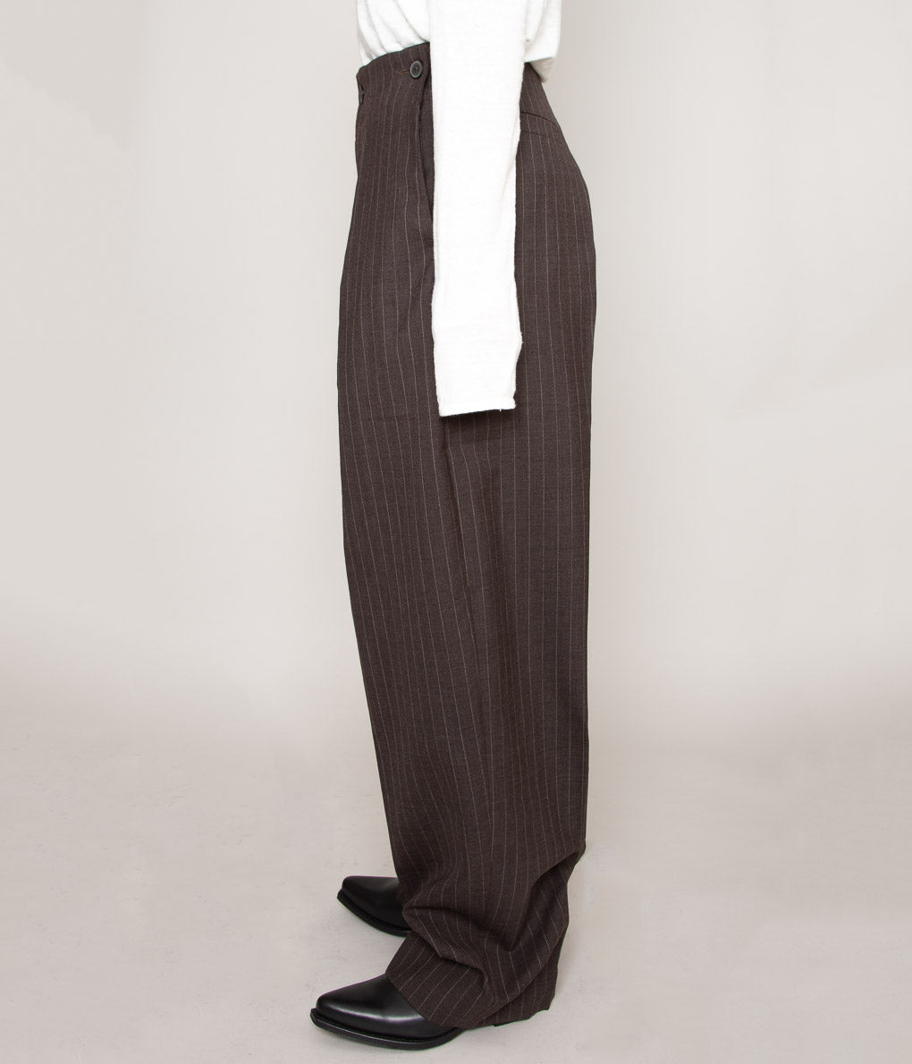 LEA BOBERG "A.P. TROUSERS(JAPANESE TROPICAL WOOL)"(BROWN STRIPE)