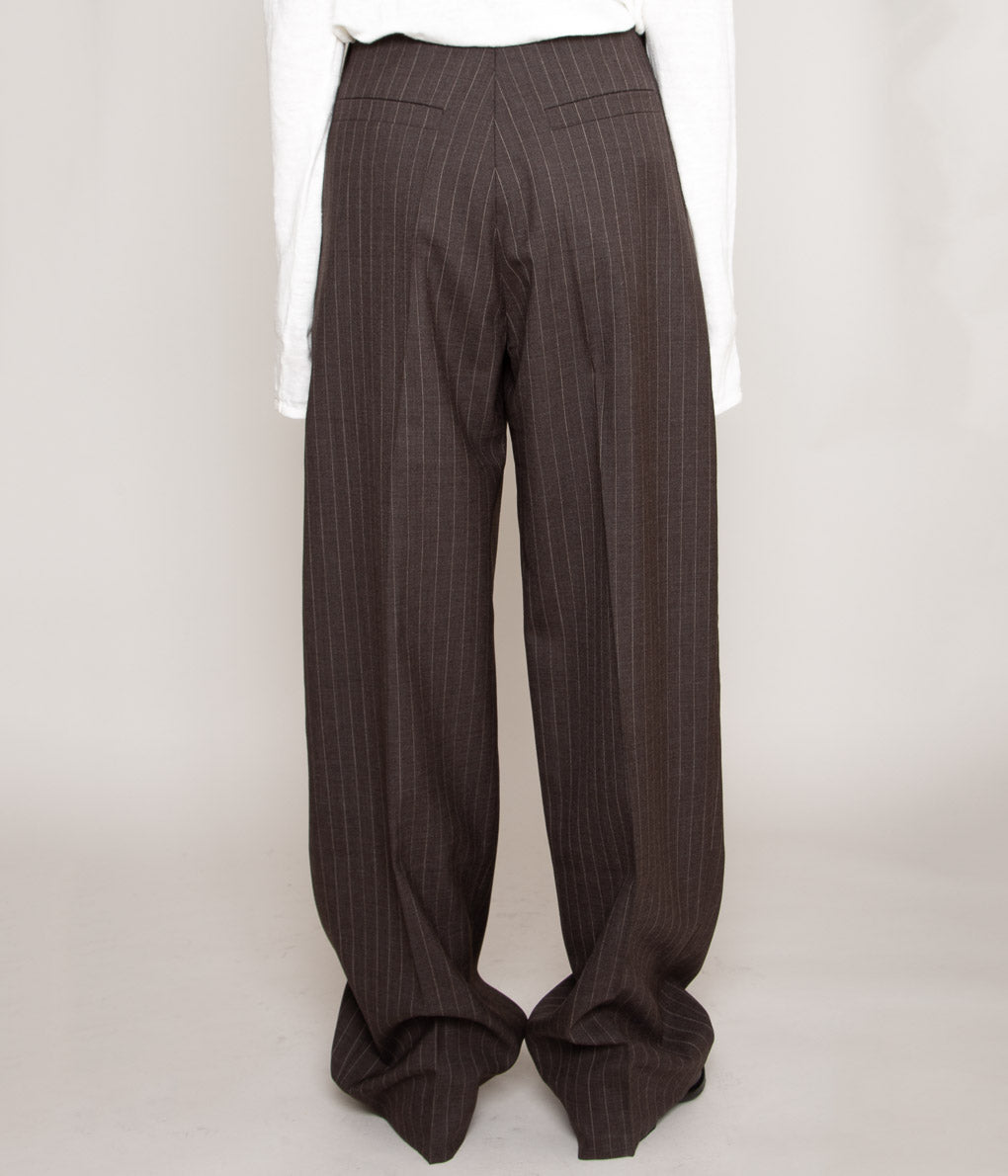 LEA BOBERG "A.P. TROUSERS(JAPANESE TROPICAL WOOL)"(BROWN STRIPE)