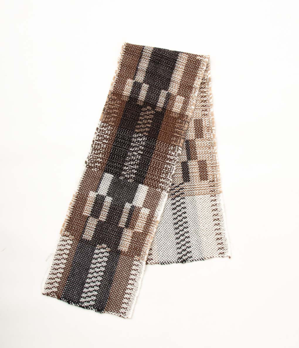 MONAD LONDON "HANDWOVEN FABRIC (DISTORTED CHECK ALPACA100%)"(BROWN)
