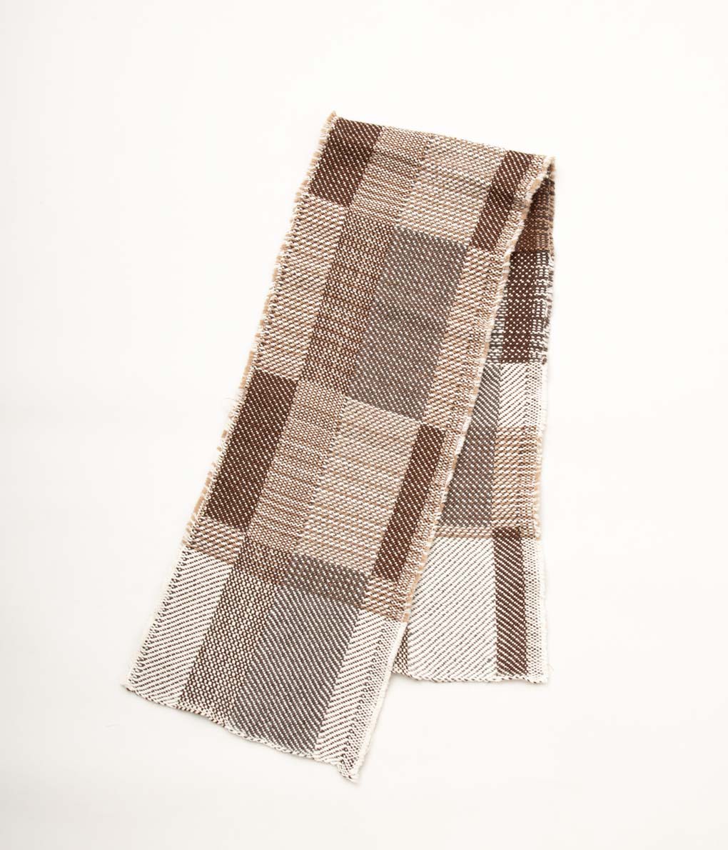 MONAD LONDON "HANDWOVEN FABRIC (DISTORTED CHECK ALPACA100%)"(BROWN)