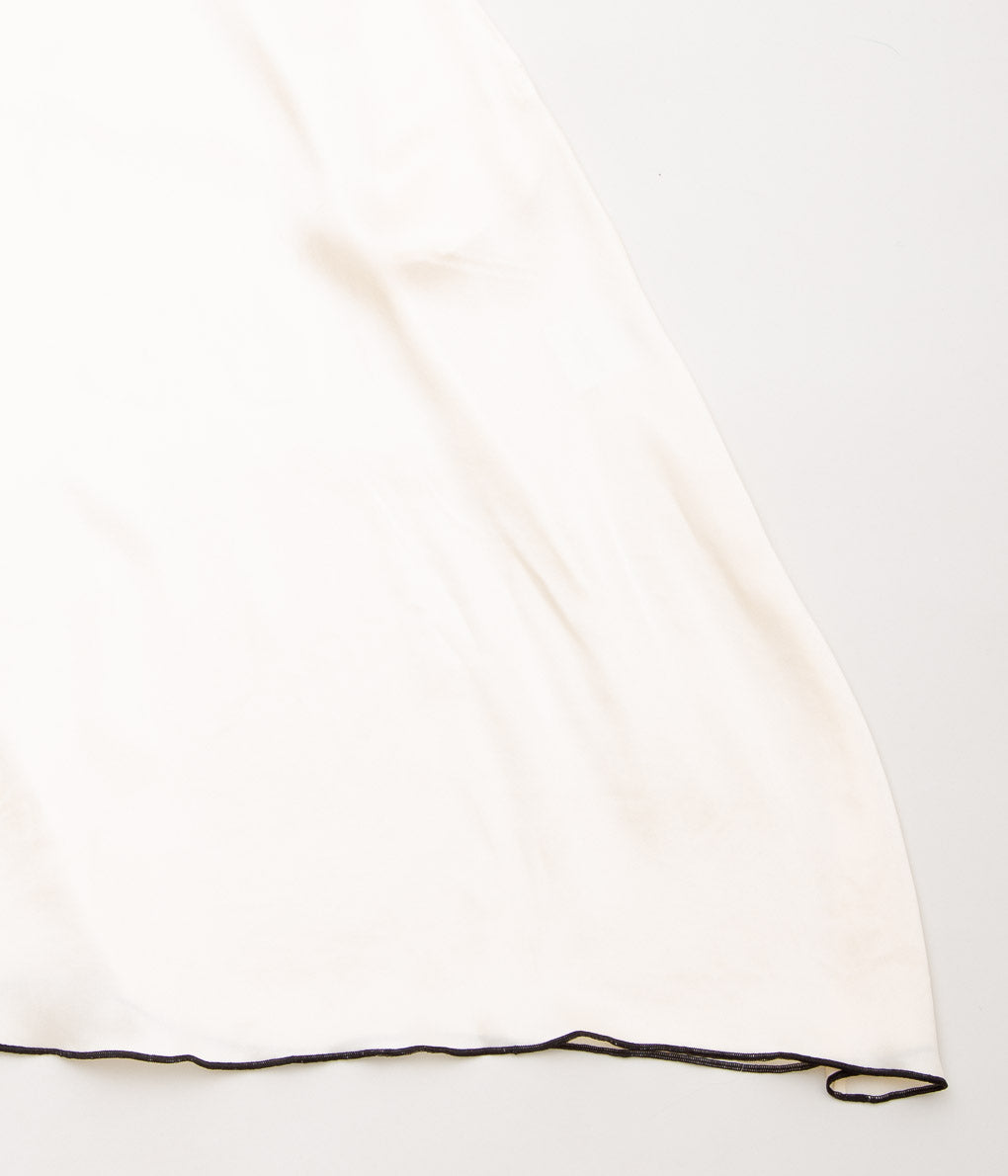 WONDEROUND "SILK SLIP DRESS "(KHAKI&IVORY)