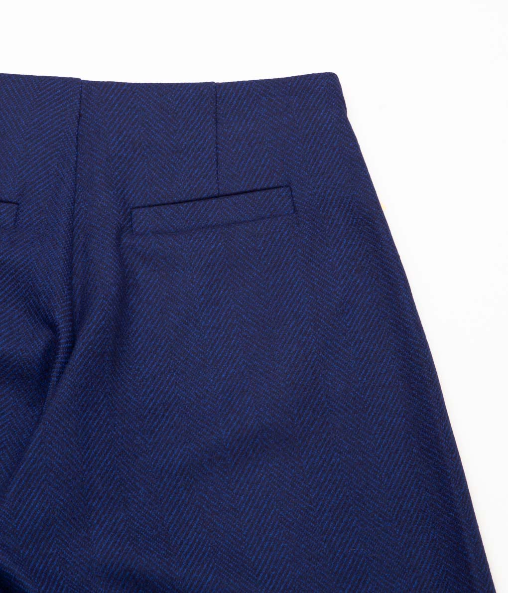 GABRIELA COLL GARMENTS ''NO.227 LORO PIANA WOOL FULL TROUSERS'' (BLUE HERRINGBONE)