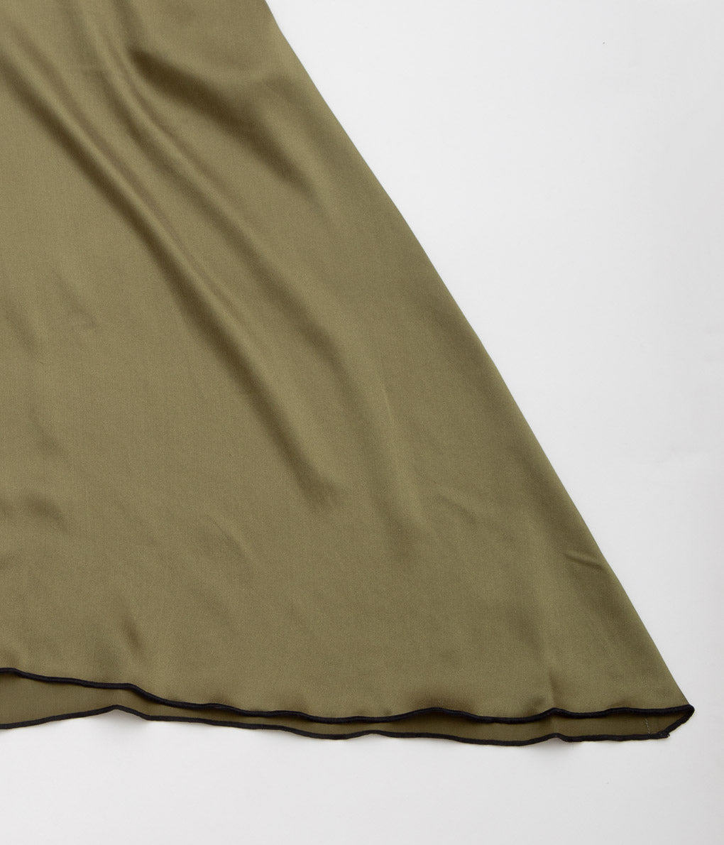 WONDEROUND "SILK SLIP DRESS "(KHAKI&IVORY)