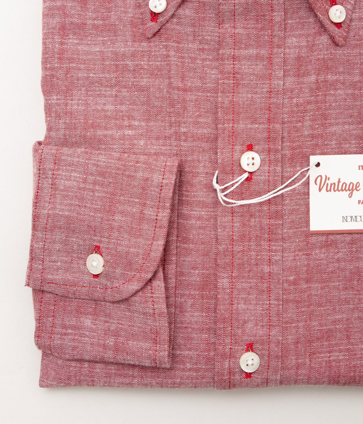 INDIVIDUALIZED SHIRTS "VINTAGE AMERICAN CLOTH 6 BUTTON FRONT SHIRT"(DEEP RED)