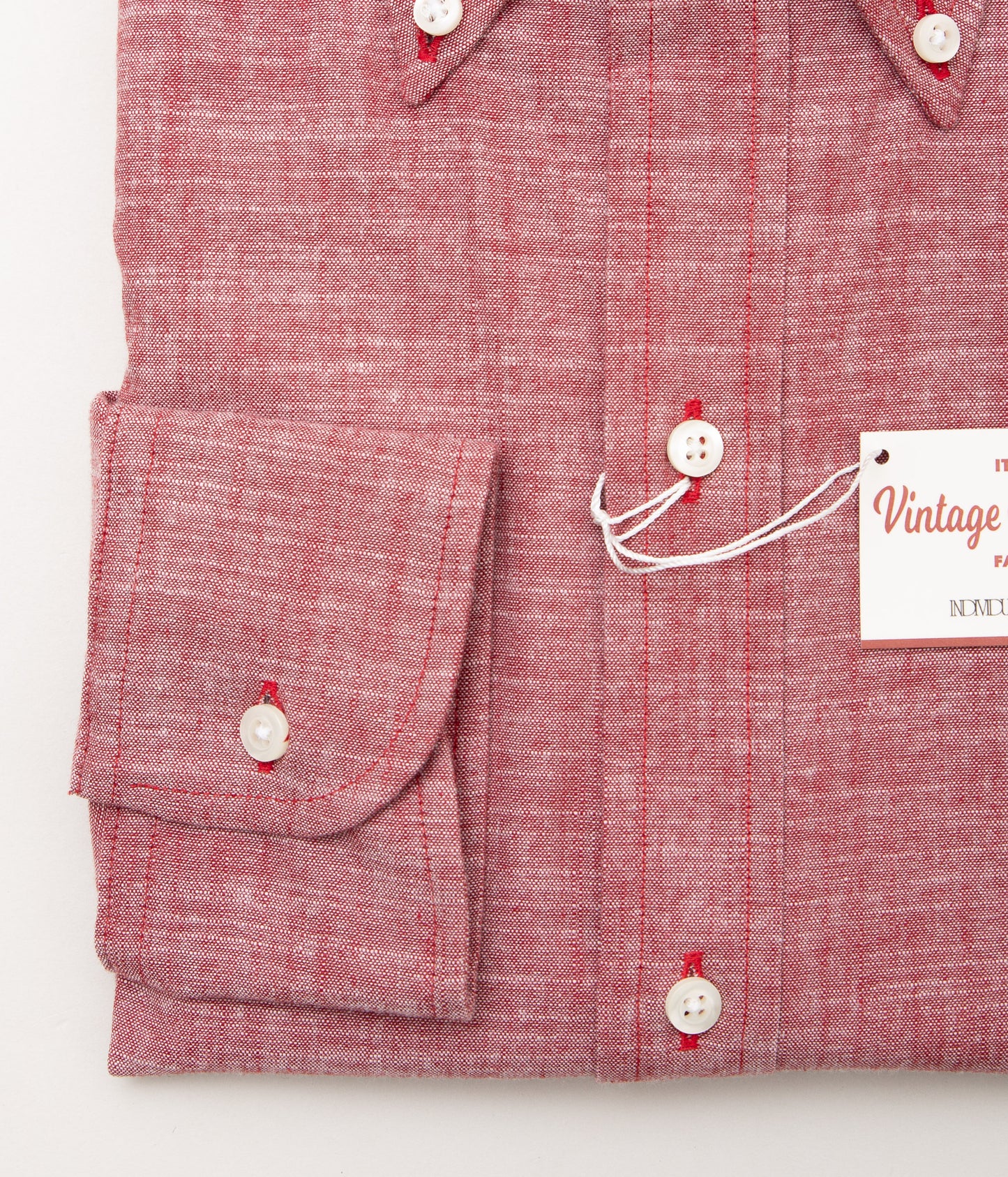 INDIVIDUALIZED SHIRTS "VINTAGE AMERICAN CLOTH 6 BUTTON FRONT SHIRT"(DEEP RED)