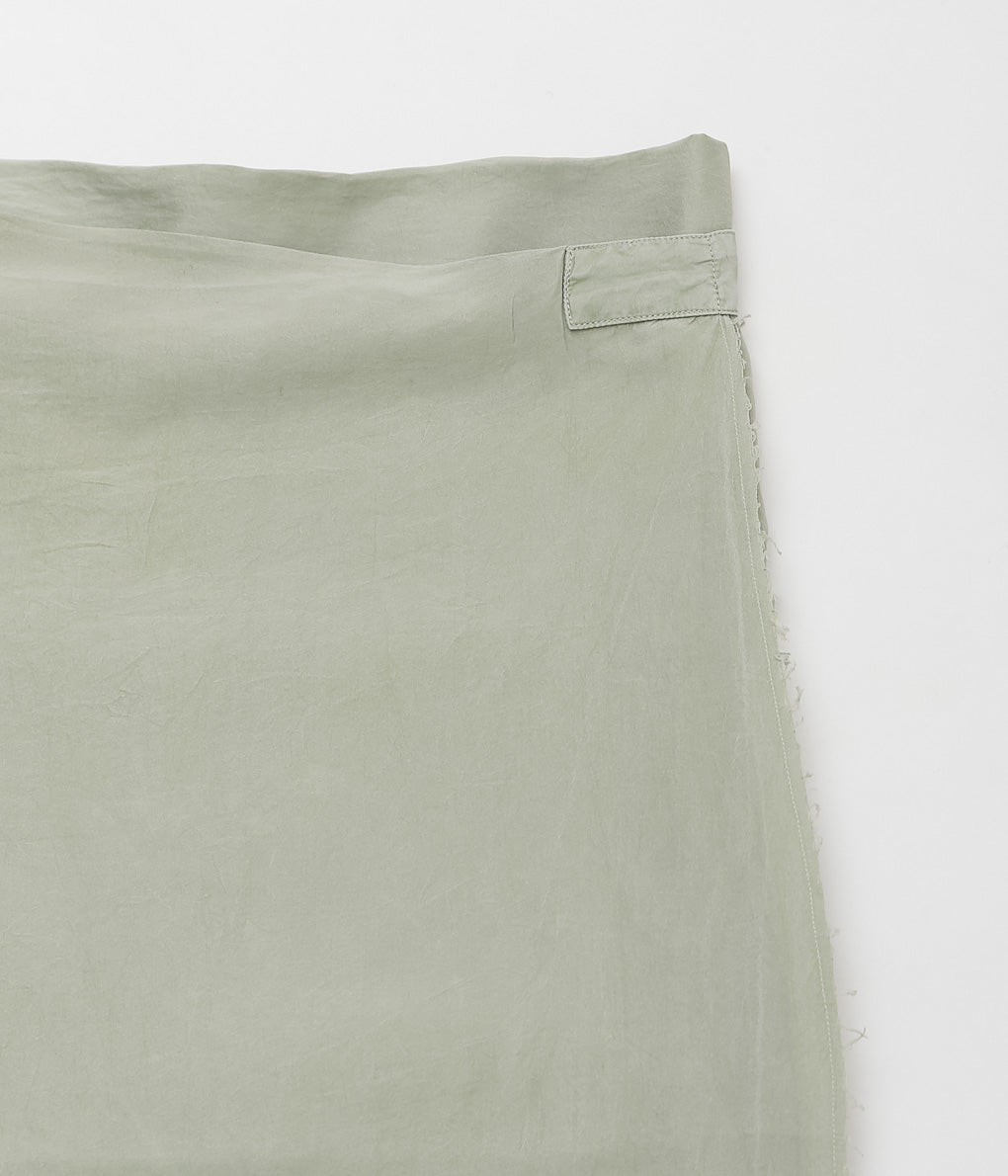 GABRIELA COLL GARMENTS ''NO.304 SILK PONGEE WRAP SKIRT'' (OFF GREEN)