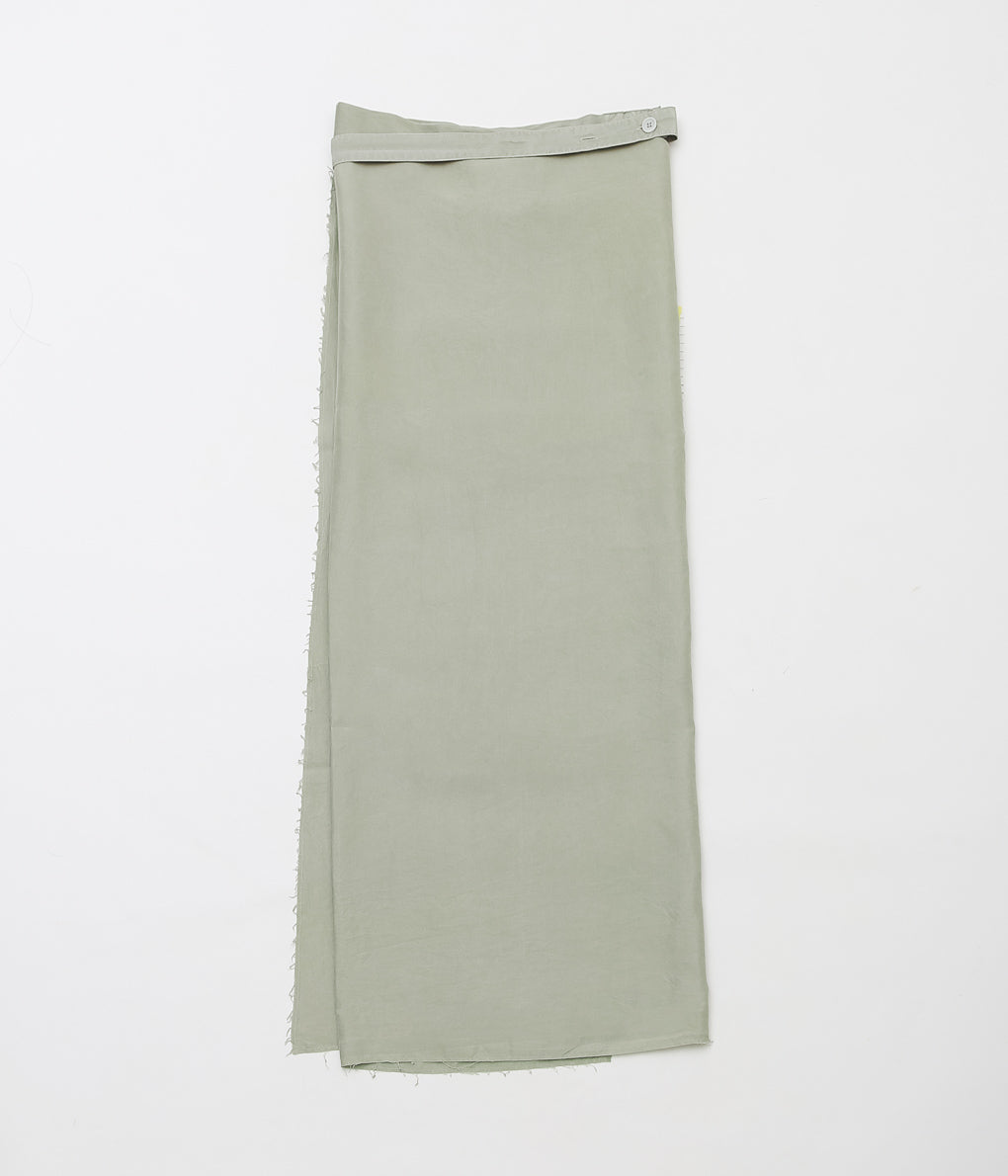 GABRIELA COLL GARMENTS ''NO.304 SILK PONGEE WRAP SKIRT'' (OFF GREEN)